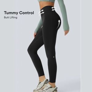 HALARA one form seamless flow Black Tummy Control Button lifting Leggings